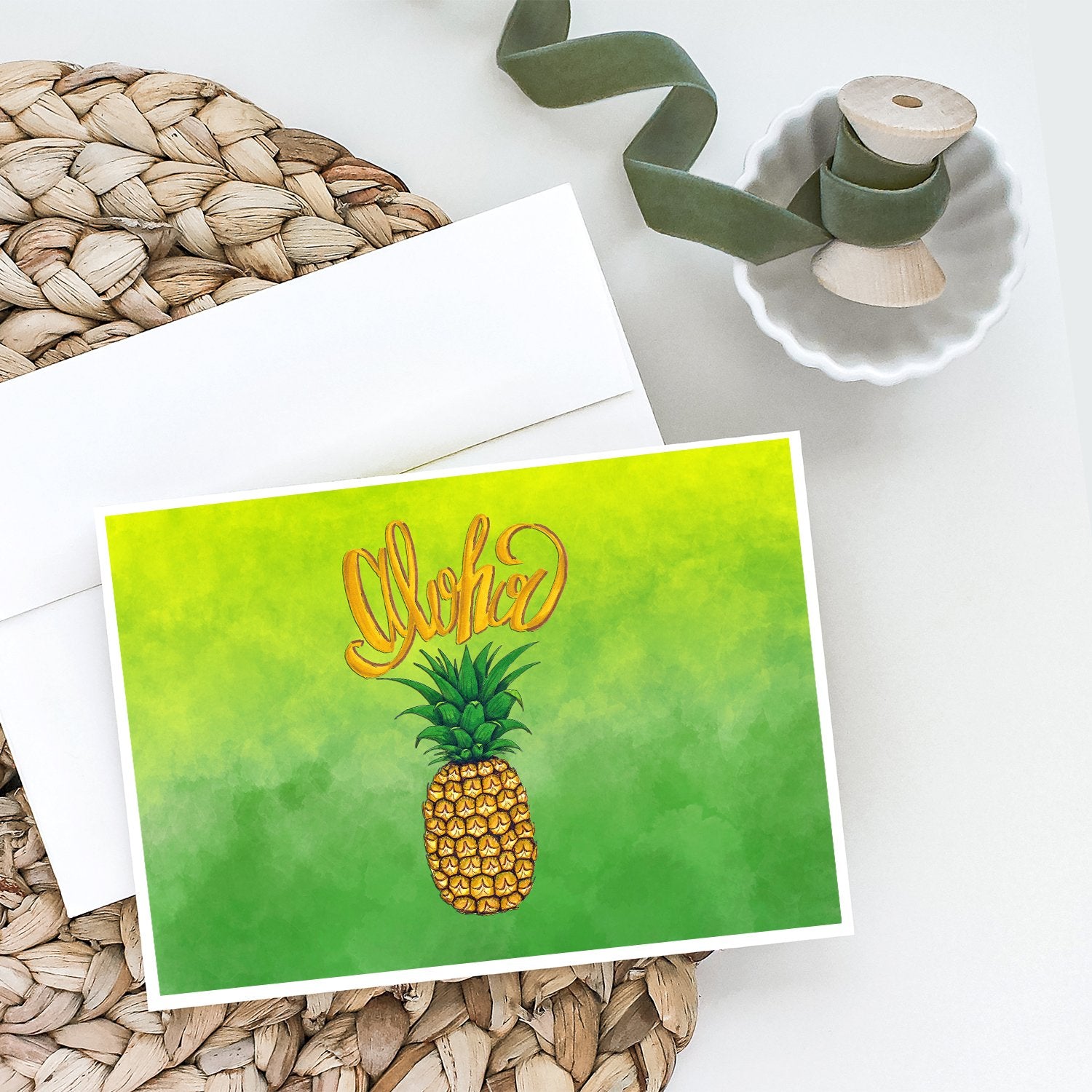 Aloha Pineapple Welcome Greeting Cards and Envelopes Pack of 8 - the-store.com