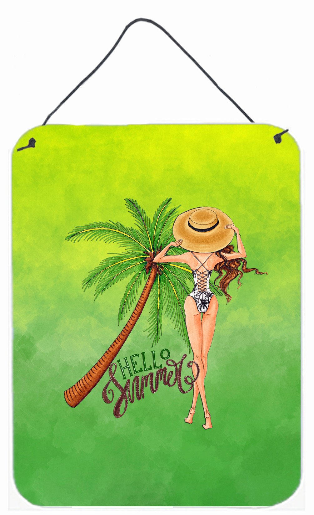 Hello Summer Lady in Swimsuit Wall or Door Hanging Prints BB7452DS1216 by Caroline's Treasures