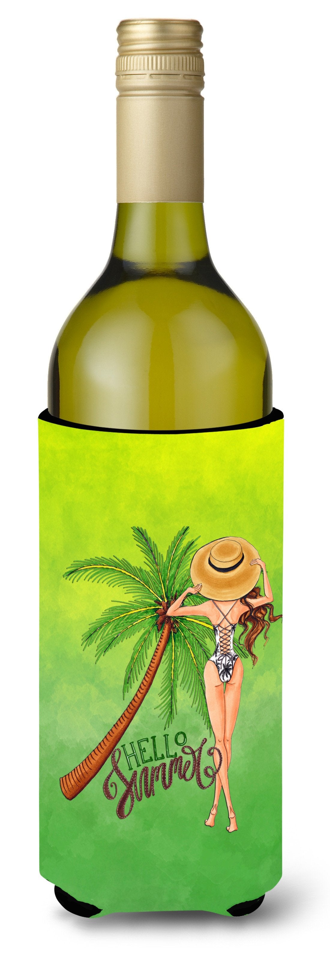 Hello Summer Lady in Swimsuit Wine Bottle Beverge Insulator Hugger BB7452LITERK by Caroline's Treasures