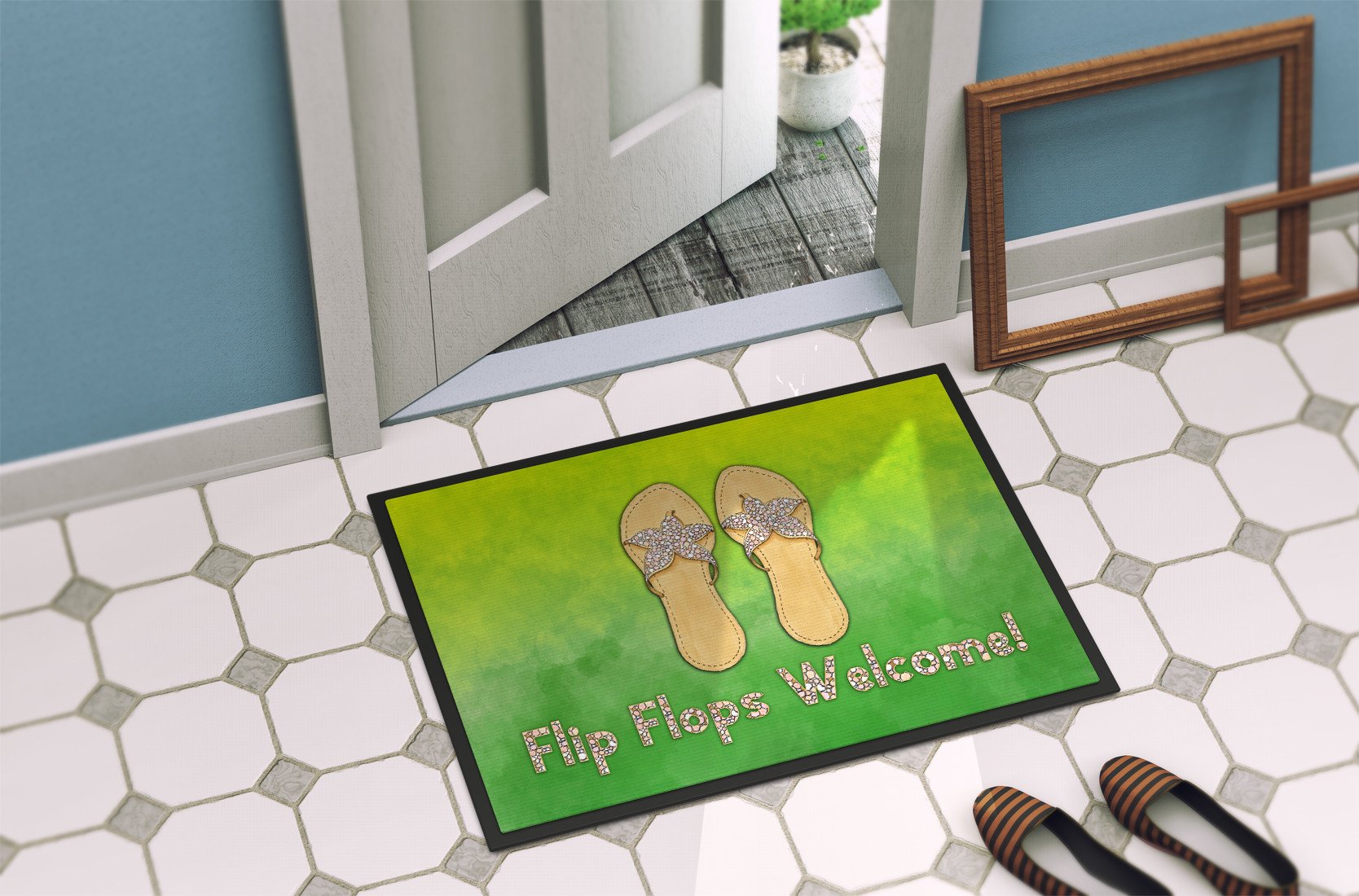Flip Flops Welcome Indoor or Outdoor Mat 24x36 BB7454JMAT by Caroline's Treasures