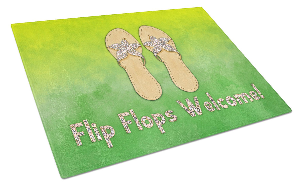 Flip Flops Welcome Glass Cutting Board Large BB7454LCB by Caroline&#39;s Treasures