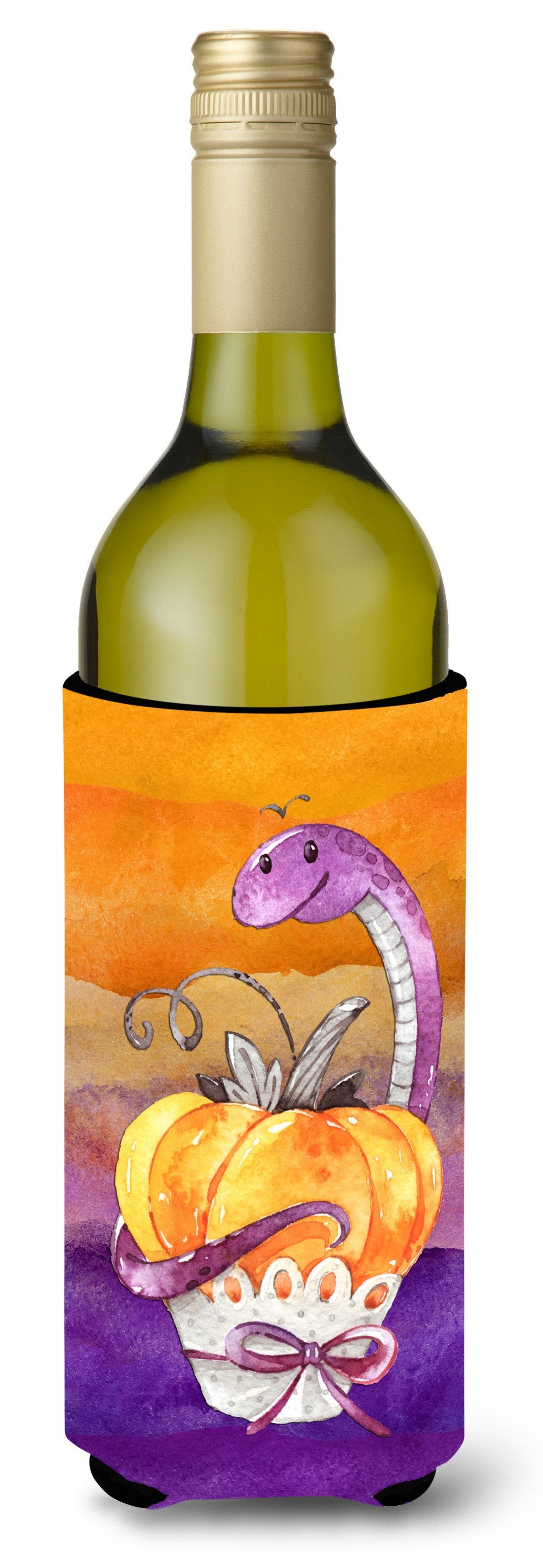 Halloween Pumpkin Snake Wine Bottle Beverge Insulator Hugger BB7465LITERK by Caroline&#39;s Treasures