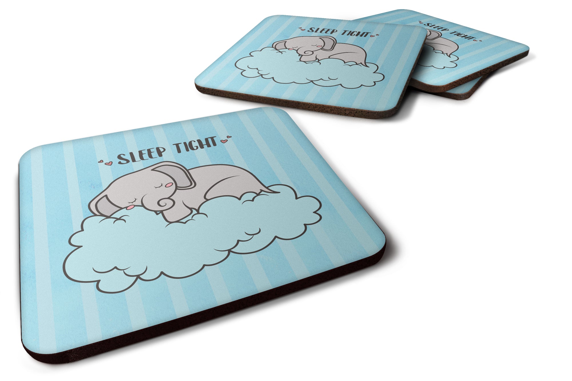 Nursery Sleep Tight Elephant Foam Coaster Set of 4 BB7475FC - the-store.com