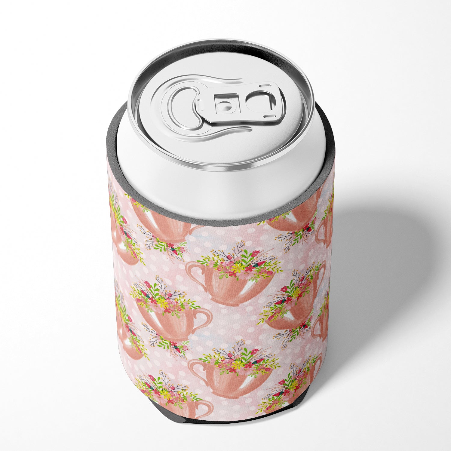 Tea Cup and Flowers Pink Can or Bottle Hugger BB7481CC
