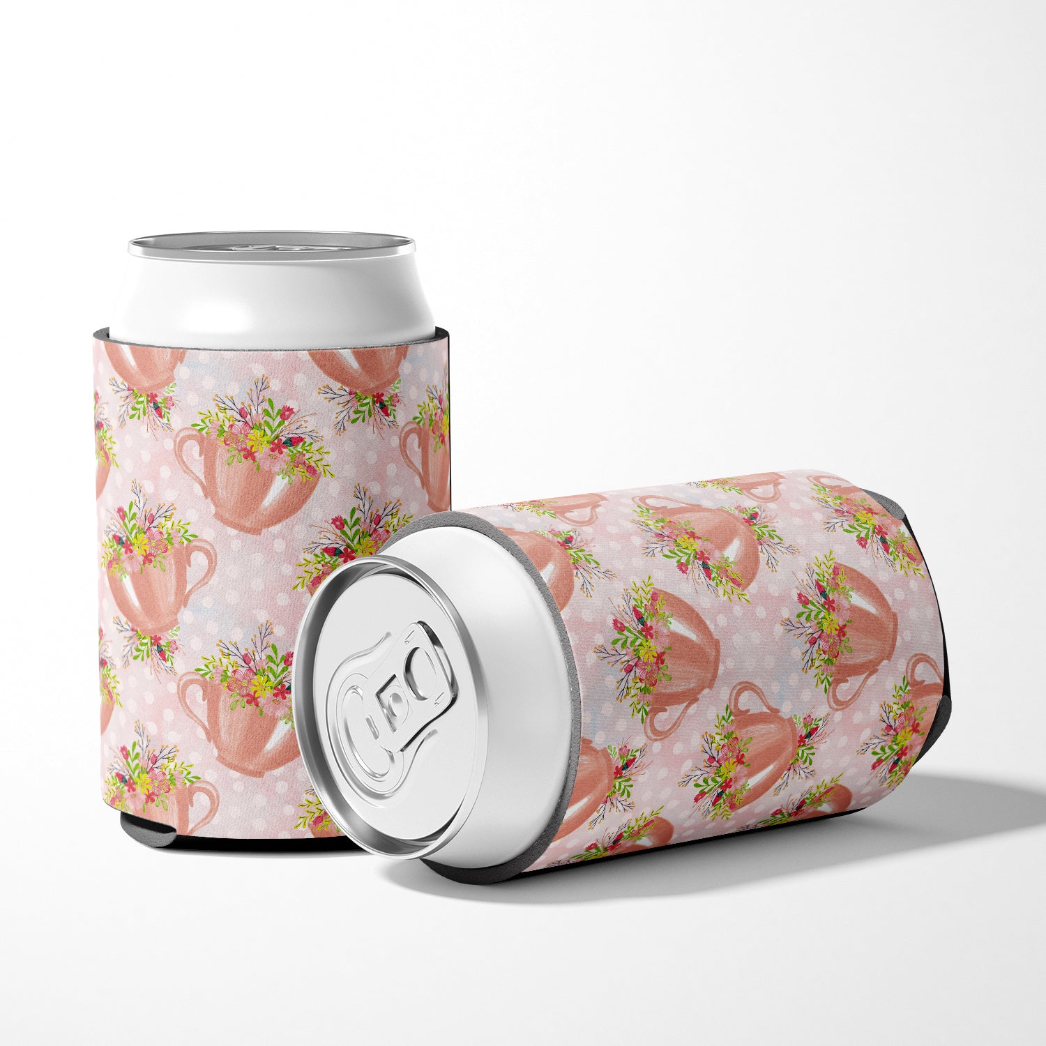 Tea Cup and Flowers Pink Can or Bottle Hugger BB7481CC