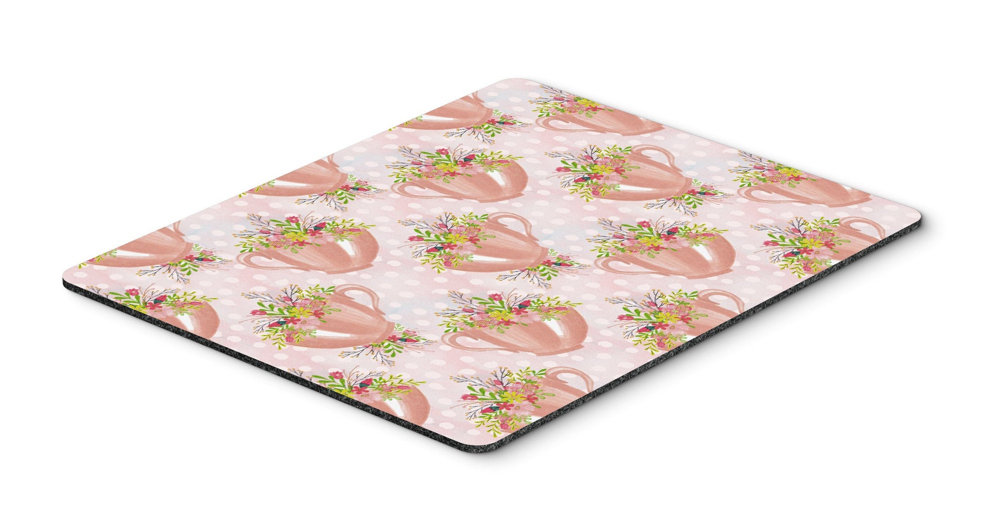 Tea Cup and Flowers Pink Mouse Pad, Hot Pad or Trivet BB7481MP by Caroline's Treasures