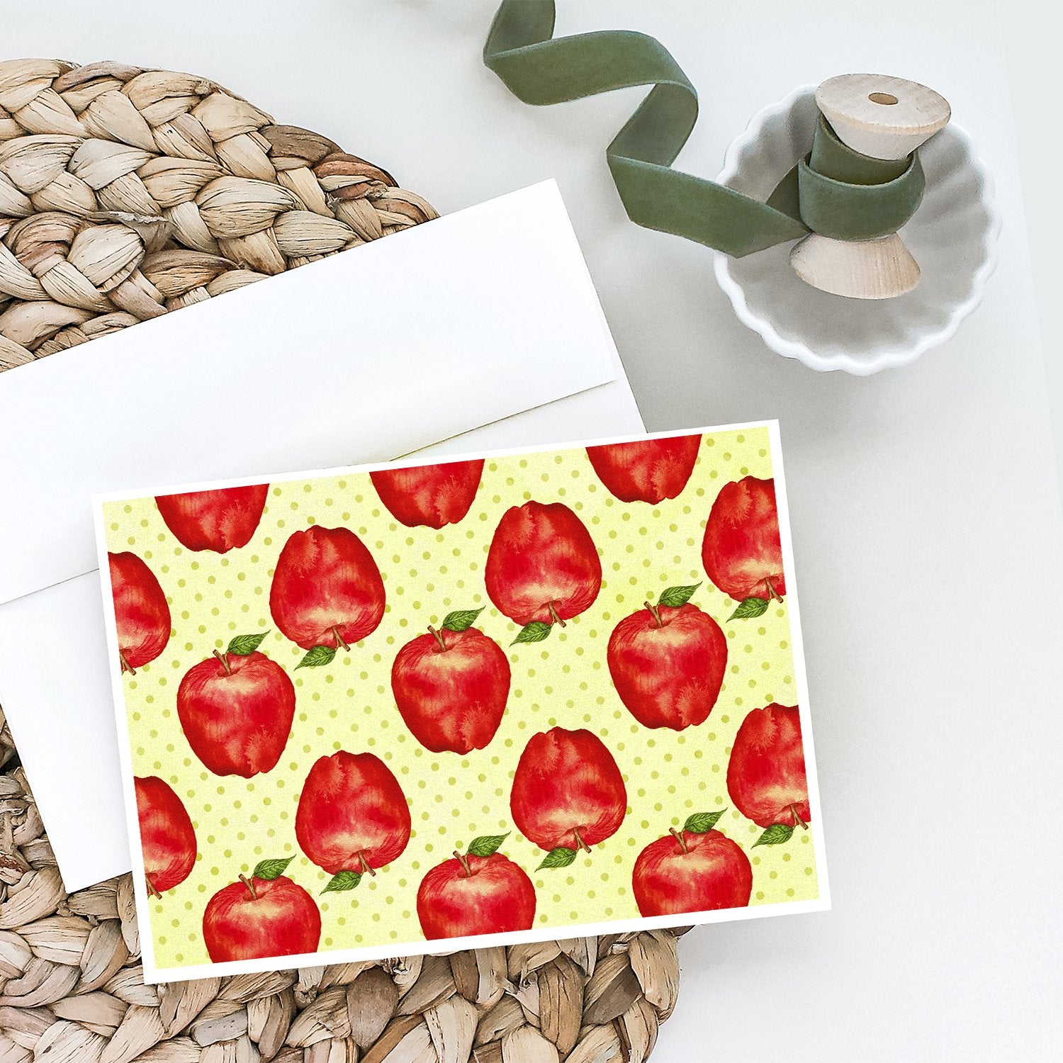 Buy this Watercolor Apples and Polkadots Greeting Cards and Envelopes Pack of 8