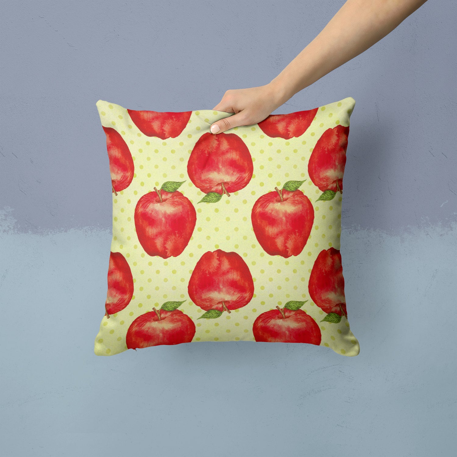 Watercolor Apples and Polkadots Fabric Decorative Pillow BB7516PW1414 - the-store.com