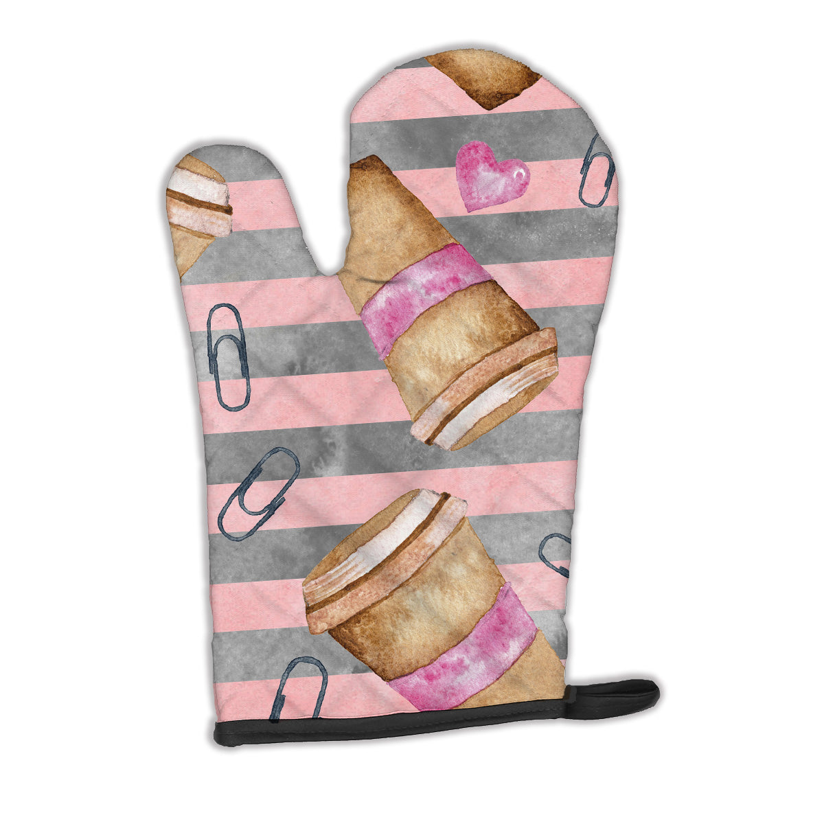 Watercolor Coffee and Paper Clips Oven Mitt BB7538OVMT