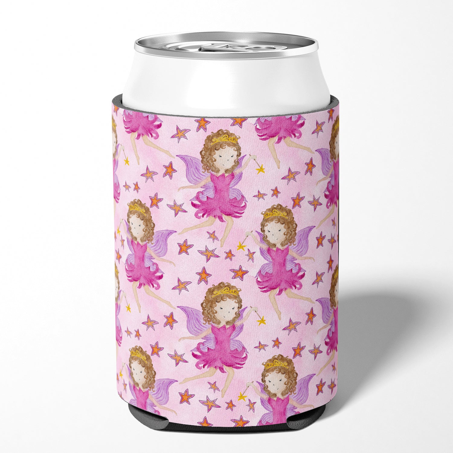 Watercolor Fairy Princess on Pink Can or Bottle Hugger BB7547CC