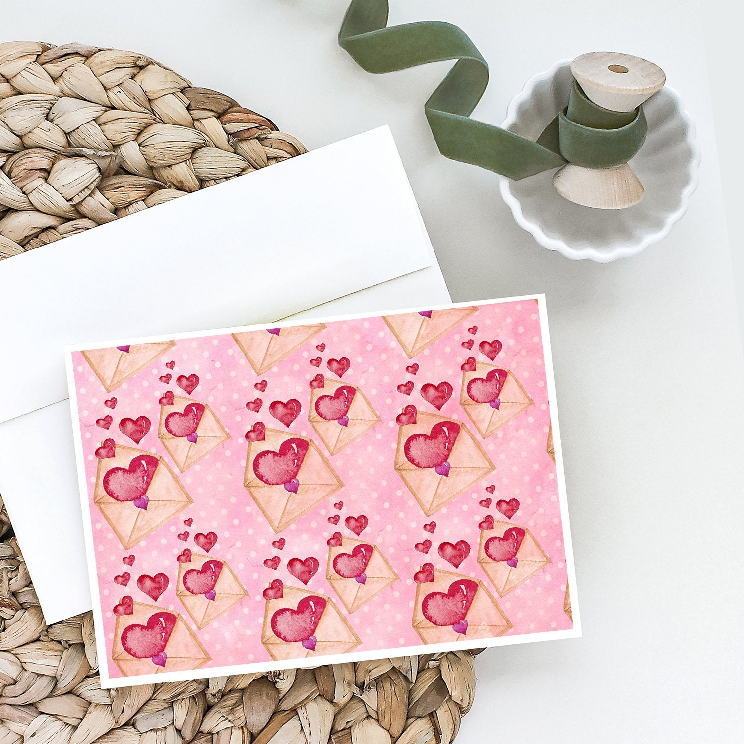 Watercolor Pink Love Letter Greeting Cards and Envelopes Pack of 8 - the-store.com