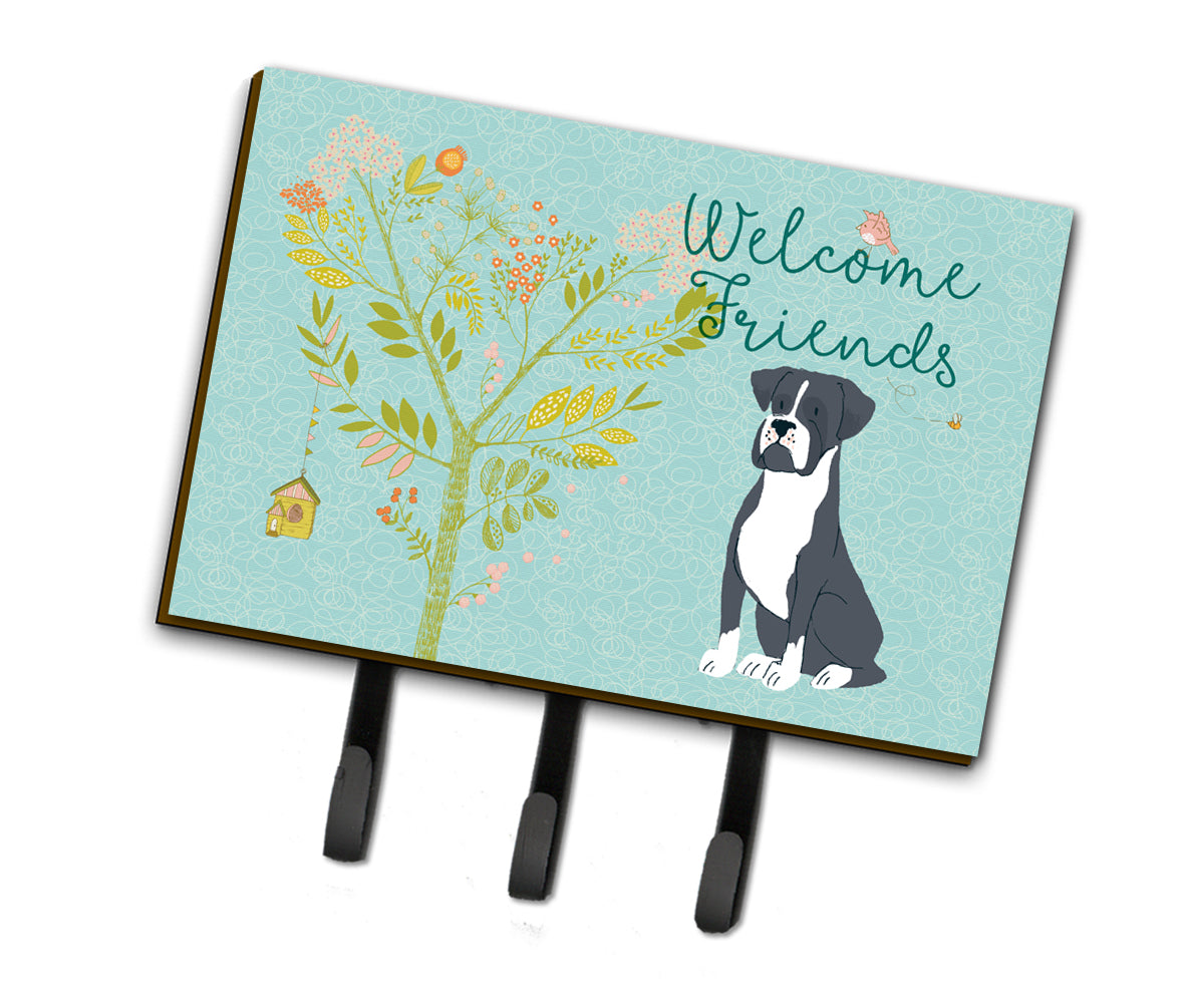 Welcome Friends Black Boxer Leash or Key Holder BB7581TH68