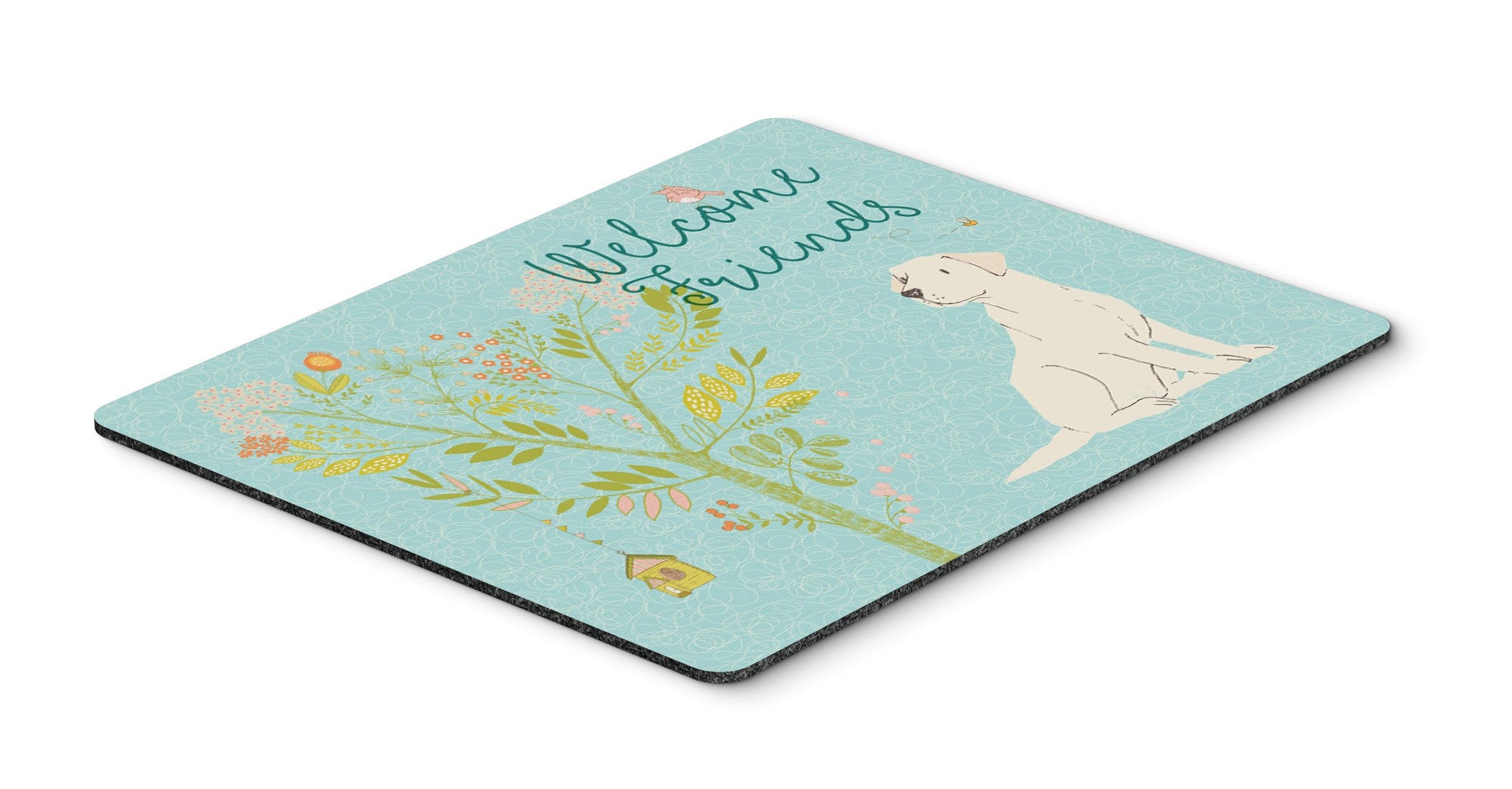 Welcome Friends Yellow Labrador Retriever Mouse Pad, Hot Pad or Trivet BB7596MP by Caroline's Treasures