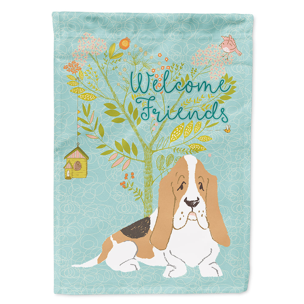 Welcome Friends Basset Hound Flag Canvas House Size BB7600CHF