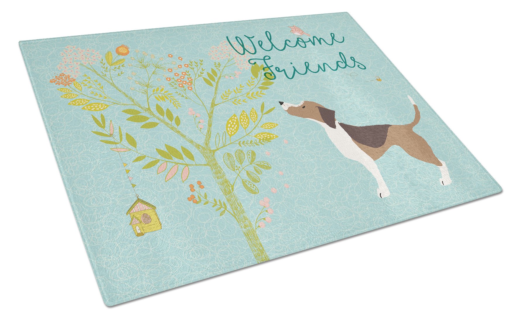 Welcome Friends Beagle Glass Cutting Board Large BB7601LCB by Caroline's Treasures