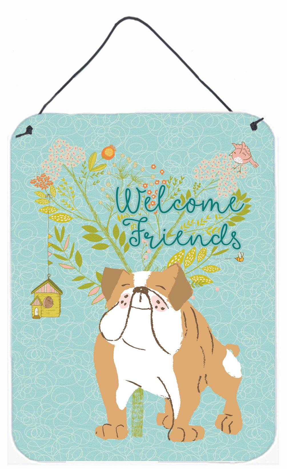 Welcome Friends English Bulldog Wall or Door Hanging Prints BB7602DS1216 by Caroline's Treasures