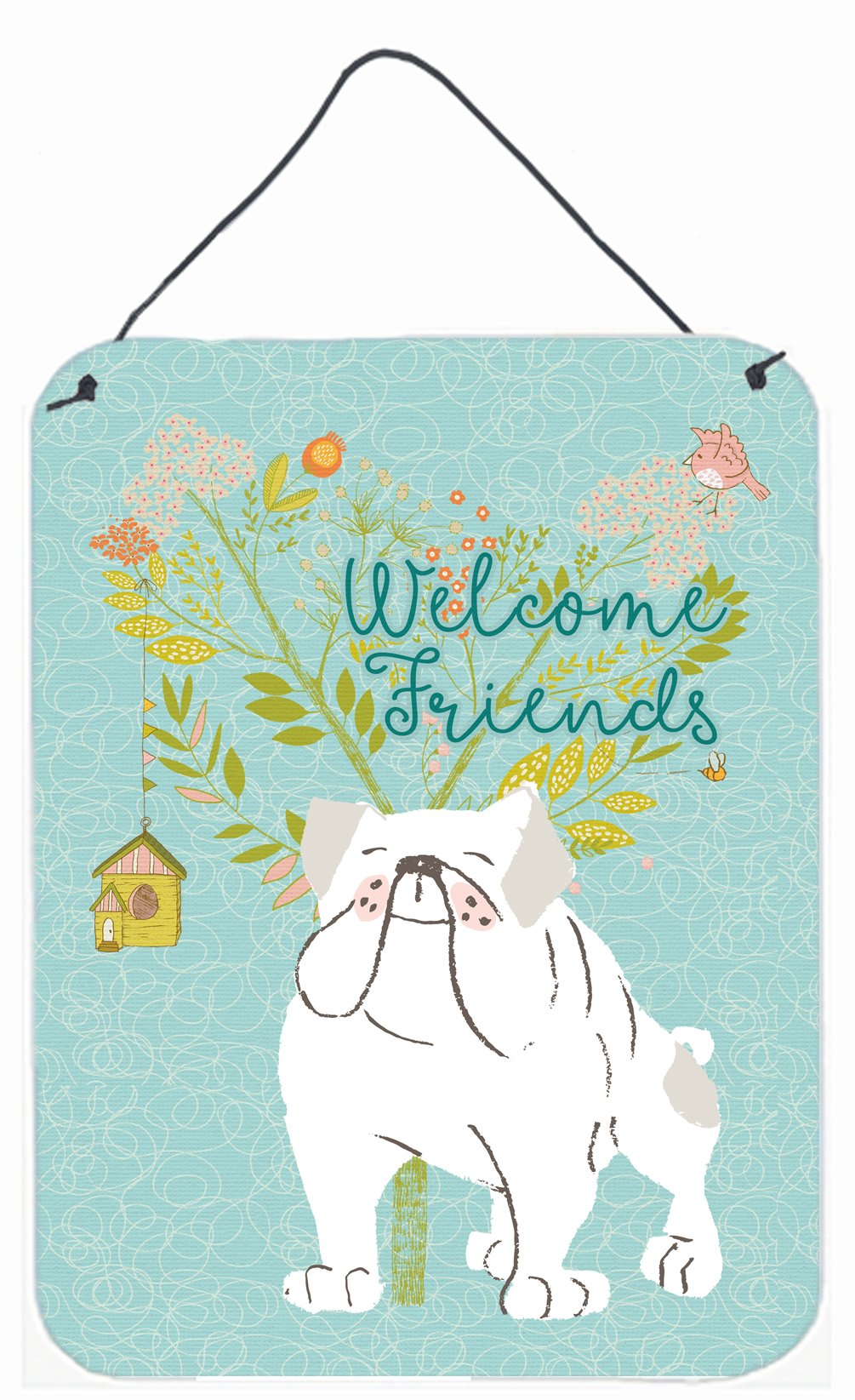 Welcome Friends English Bulldog White Wall or Door Hanging Prints BB7603DS1216 by Caroline's Treasures