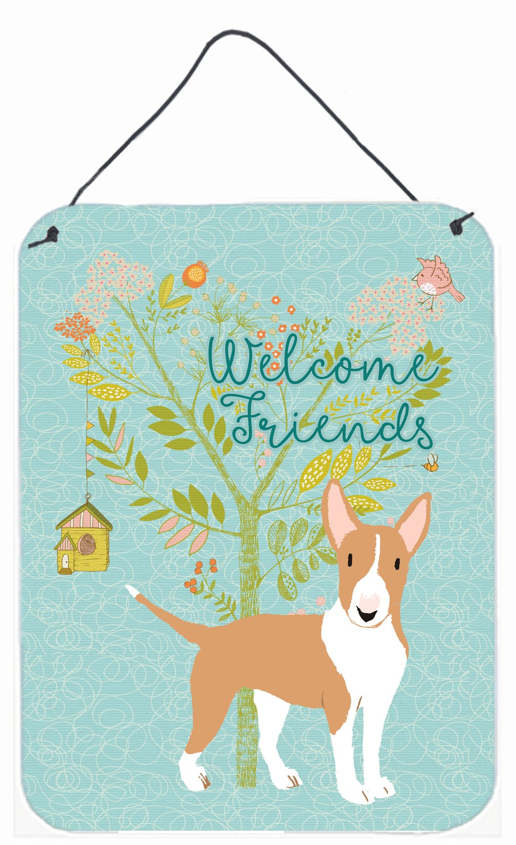 Welcome Friends Brown Bull Terrier Wall or Door Hanging Prints BB7605DS1216 by Caroline's Treasures