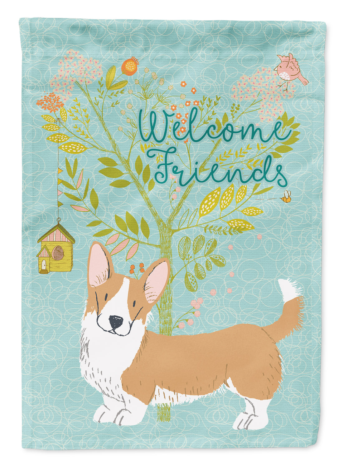 Welcome Friends Cardigan Welsh Corgi Tricolor Flag Canvas House Size BB7611CHF