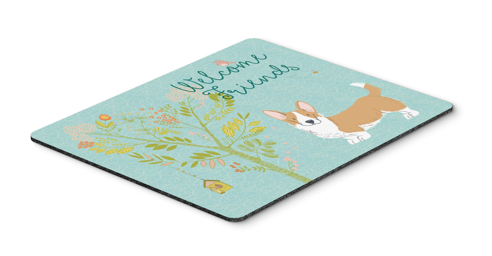 Welcome Friends Cardigan Welsh Corgi Tricolor Mouse Pad, Hot Pad or Trivet BB7611MP by Caroline's Treasures