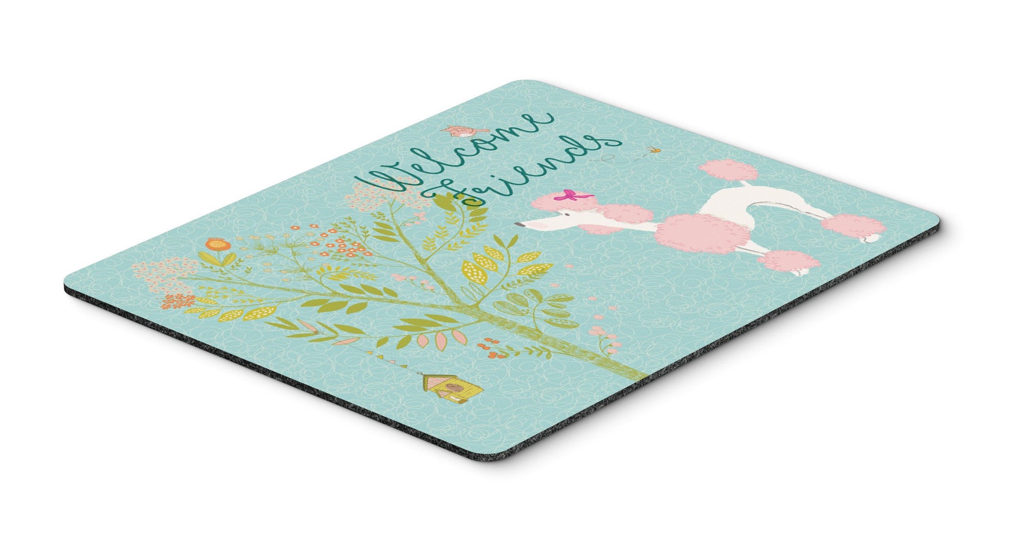 Welcome Friends Pink Poodle Mouse Pad, Hot Pad or Trivet BB7613MP by Caroline's Treasures