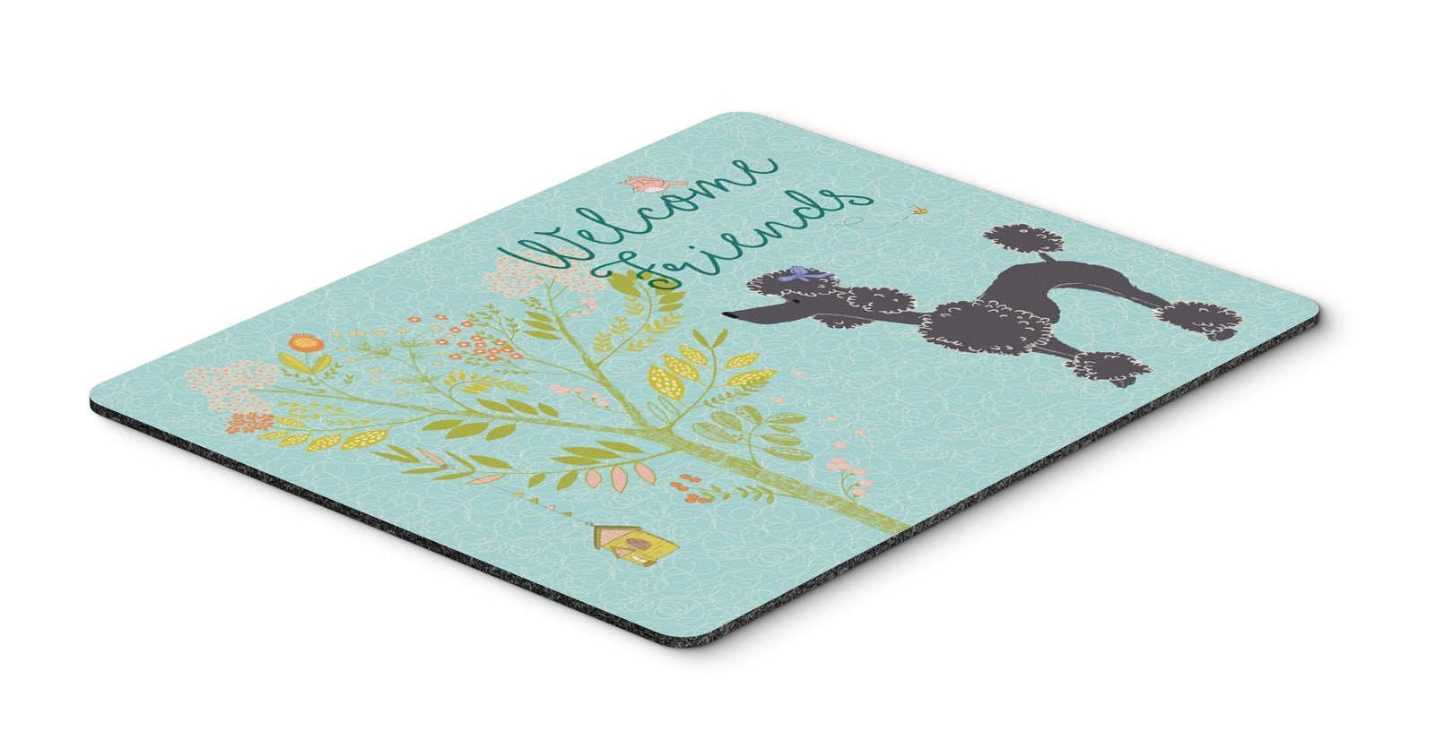 Welcome Friends Black Poodle Mouse Pad, Hot Pad or Trivet BB7615MP by Caroline's Treasures