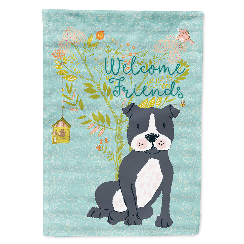 Welcome Friends Black Staffie Flag Canvas House Size BB7623CHF