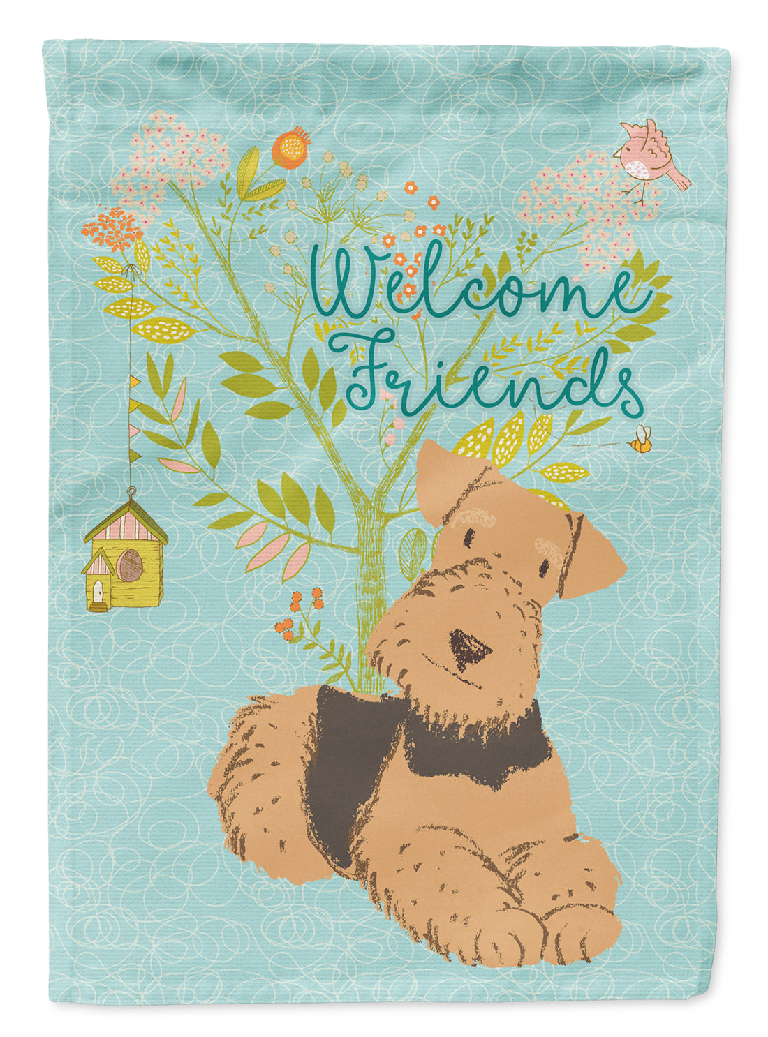 Welcome Friends Airedale Terrier Flag Canvas House Size BB7625CHF