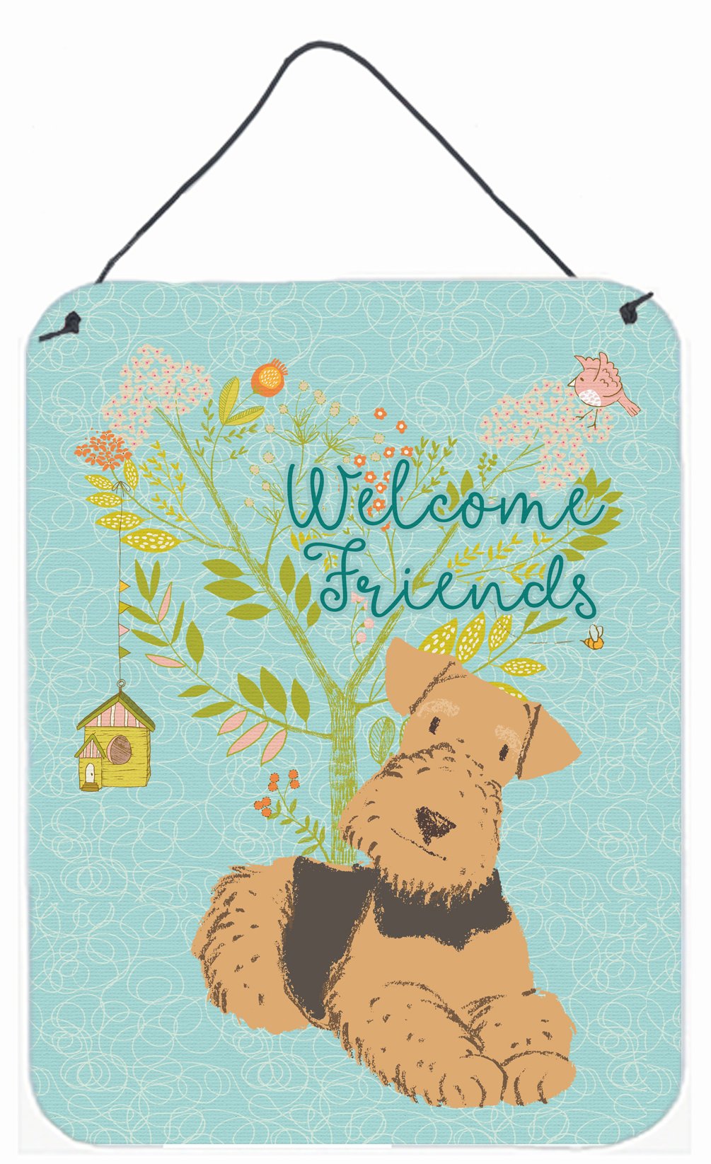 Welcome Friends Airedale Terrier Wall or Door Hanging Prints BB7625DS1216 by Caroline's Treasures