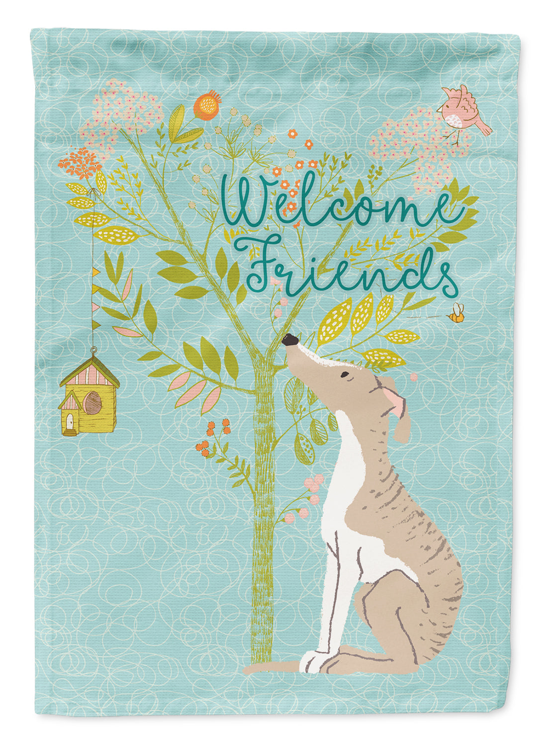 Welcome Friends Whippet Flag Canvas House Size BB7626CHF