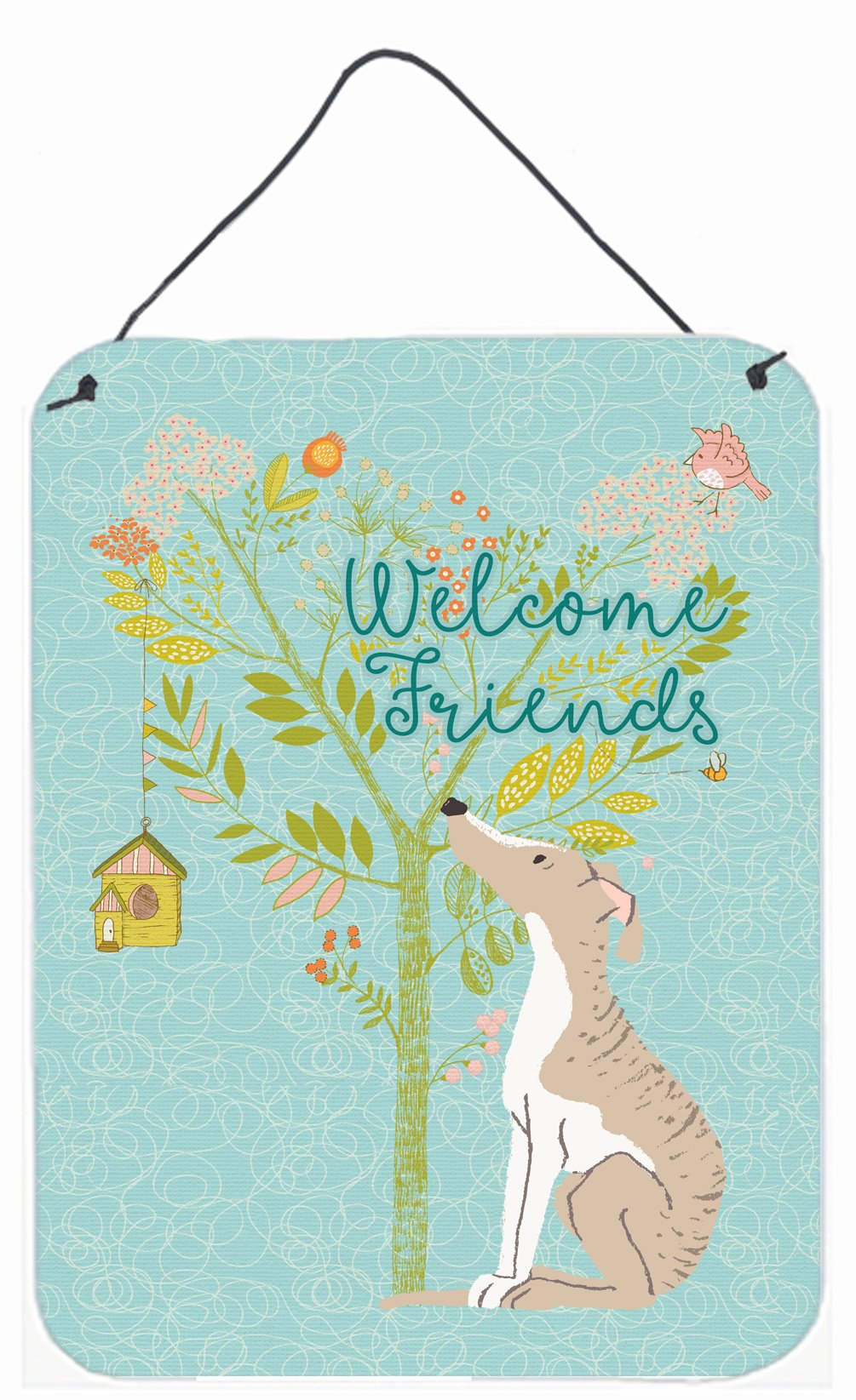 Welcome Friends Whippet Wall or Door Hanging Prints BB7626DS1216 by Caroline's Treasures