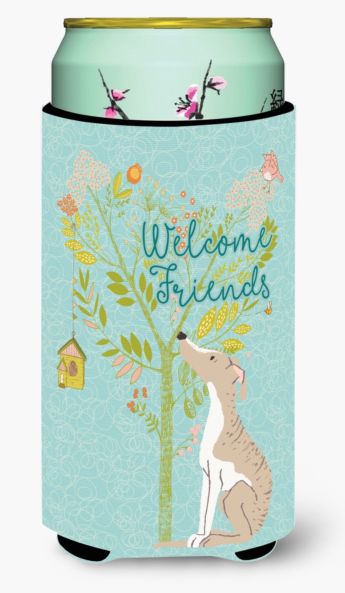 Welcome Friends Whippet Tall Boy Beverage Insulator Hugger BB7626TBC by Caroline's Treasures