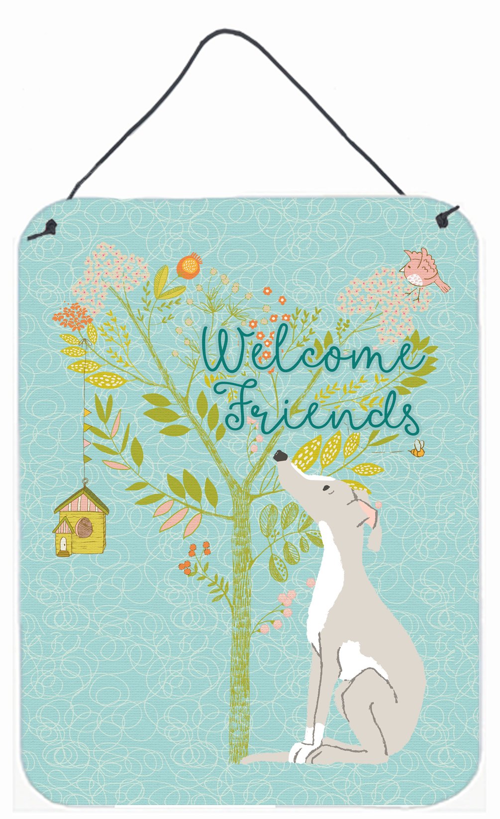 Welcome Friends Italian Greyhound Wall or Door Hanging Prints BB7636DS1216 by Caroline's Treasures