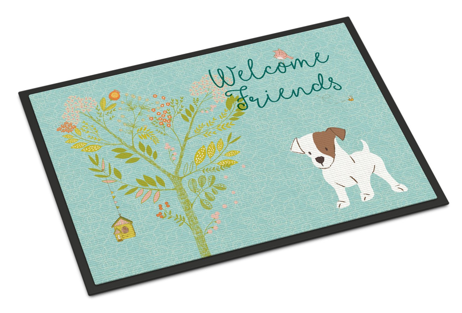 Welcome Friends Jack Russell Terrier Puppy Indoor or Outdoor Mat 24x36 BB7637JMAT by Caroline's Treasures