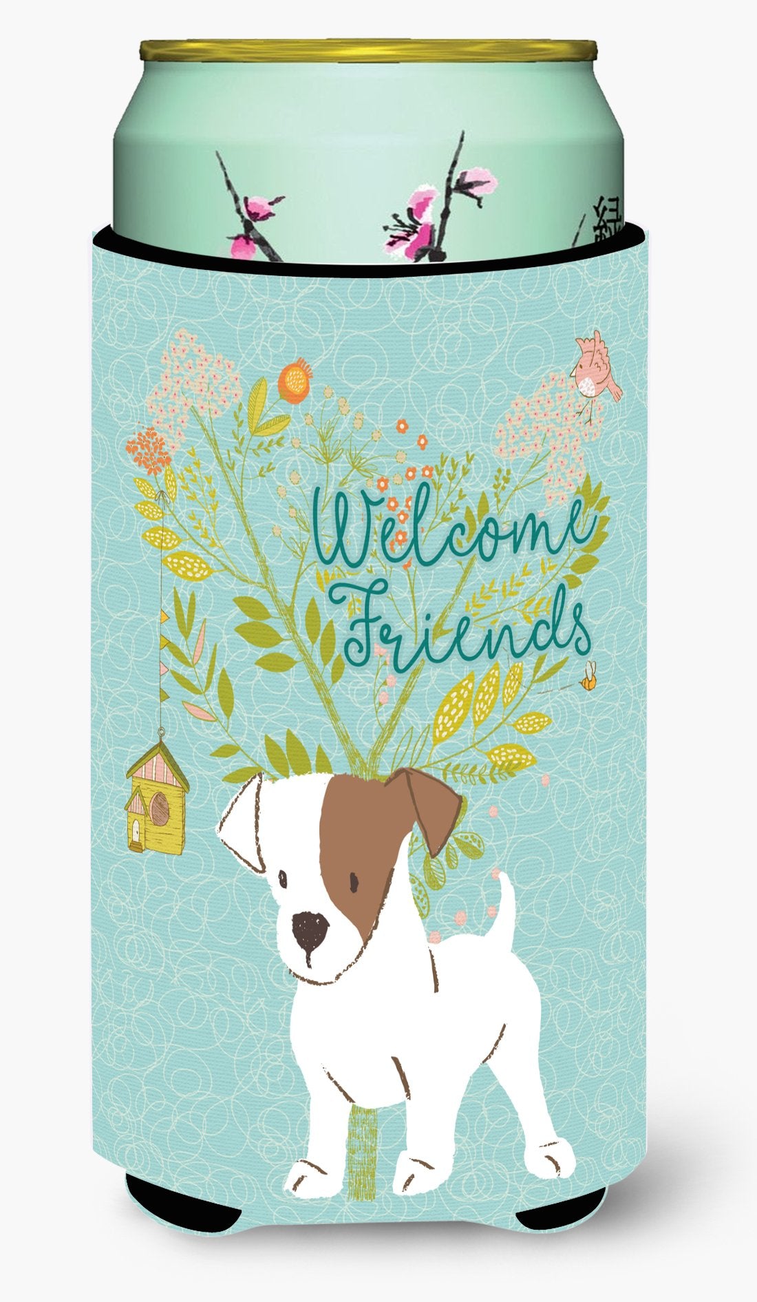 Welcome Friends Jack Russell Terrier Puppy Tall Boy Beverage Insulator Hugger BB7637TBC by Caroline's Treasures