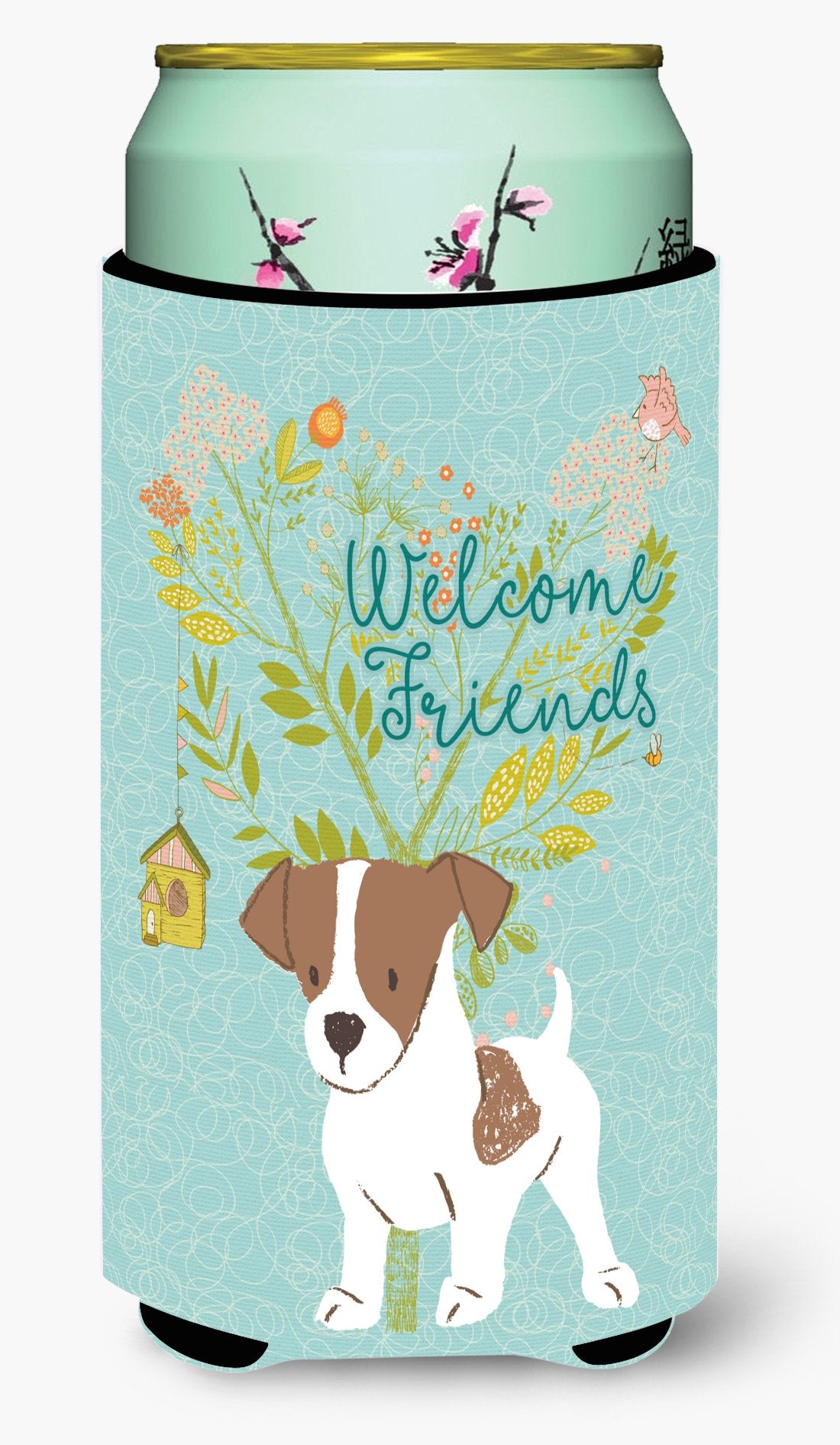 Welcome Friends Jack Russell Terrier Puppy Tall Boy Beverage Insulator Hugger BB7638TBC by Caroline's Treasures
