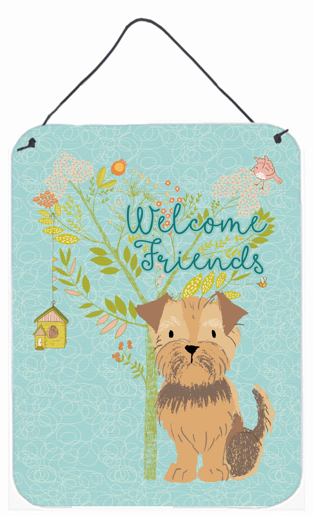 Welcome Friends Yorkie Natural Ears Wall or Door Hanging Prints BB7642DS1216 by Caroline's Treasures