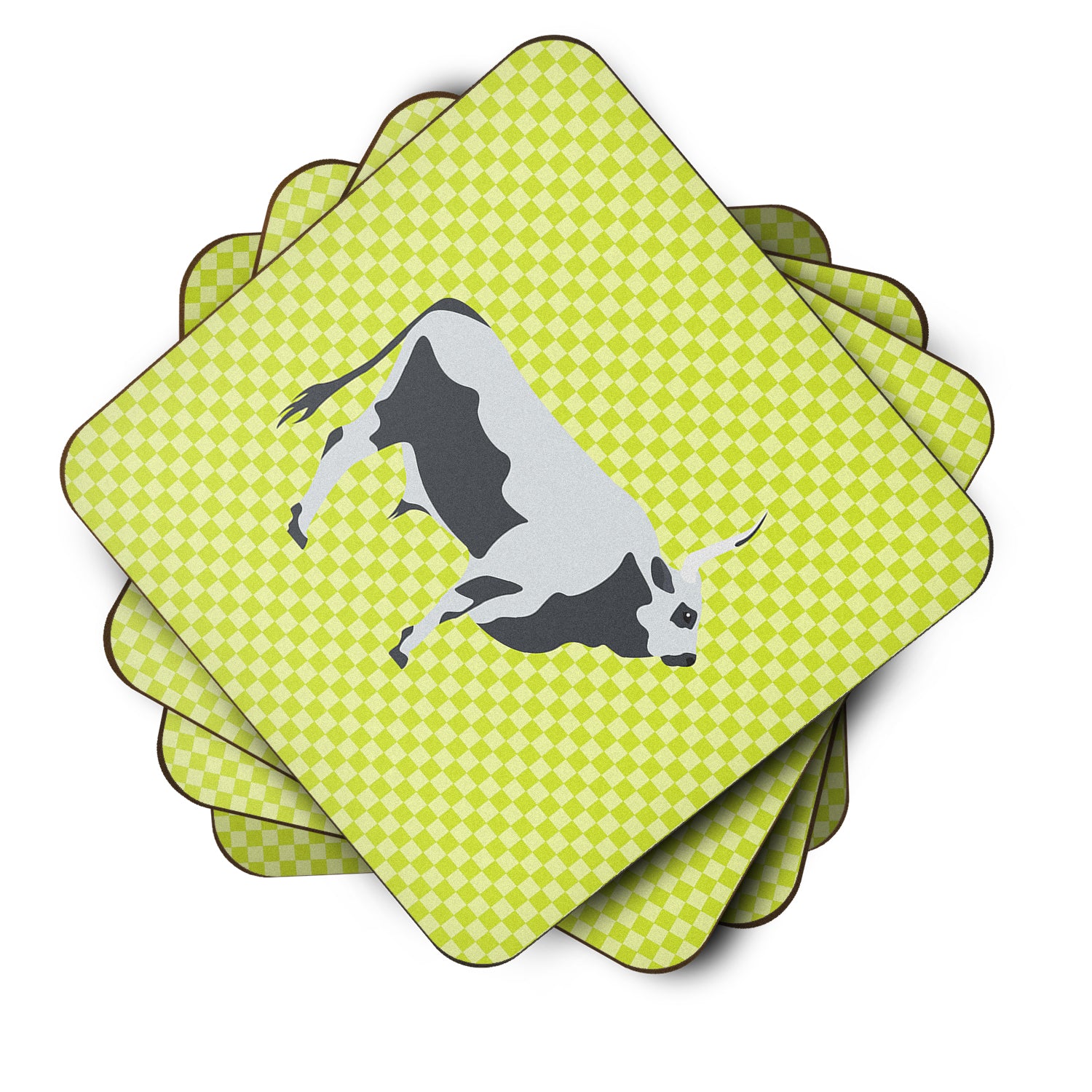 Hungarian Grey Steppe Cow Green Foam Coaster Set of 4 BB7650FC - the-store.com