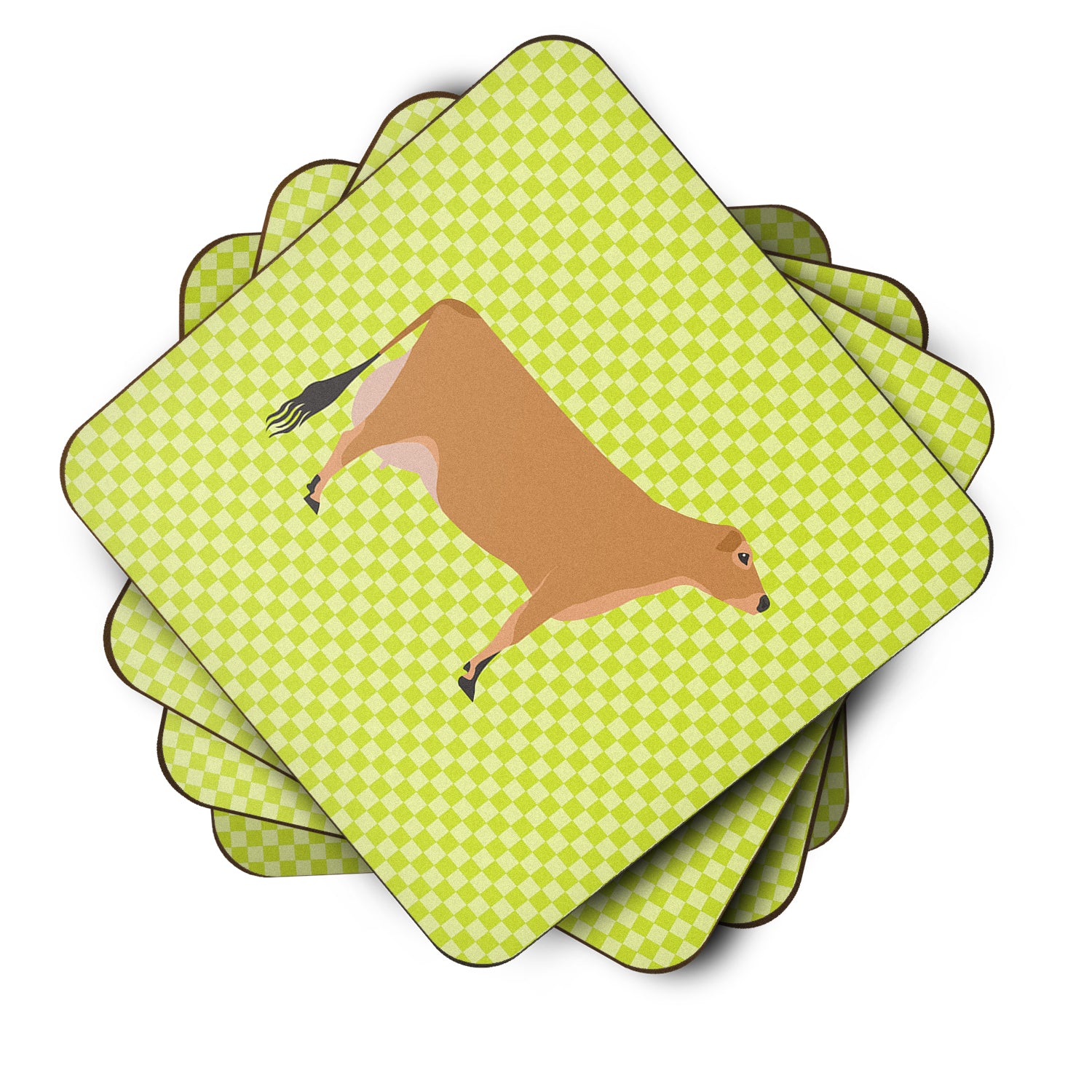 Jersey Cow Green Foam Coaster Set of 4 BB7655FC - the-store.com