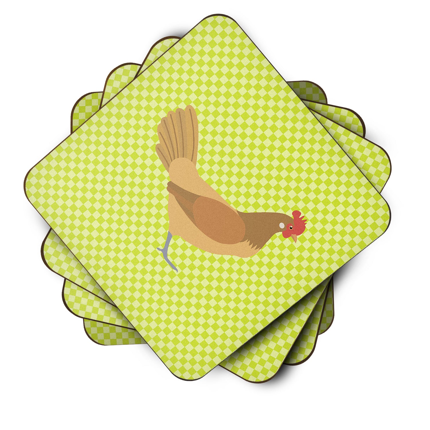 Frisian Friesian Chicken Green Foam Coaster Set of 4 BB7658FC - the-store.com