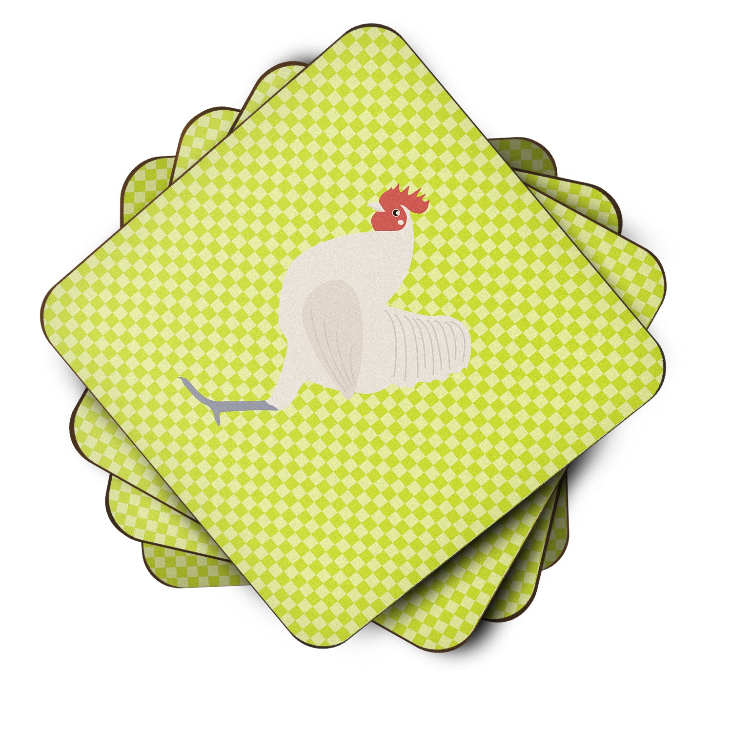 German Langshan Chicken Green Foam Coaster Set of 4 BB7663FC - the-store.com