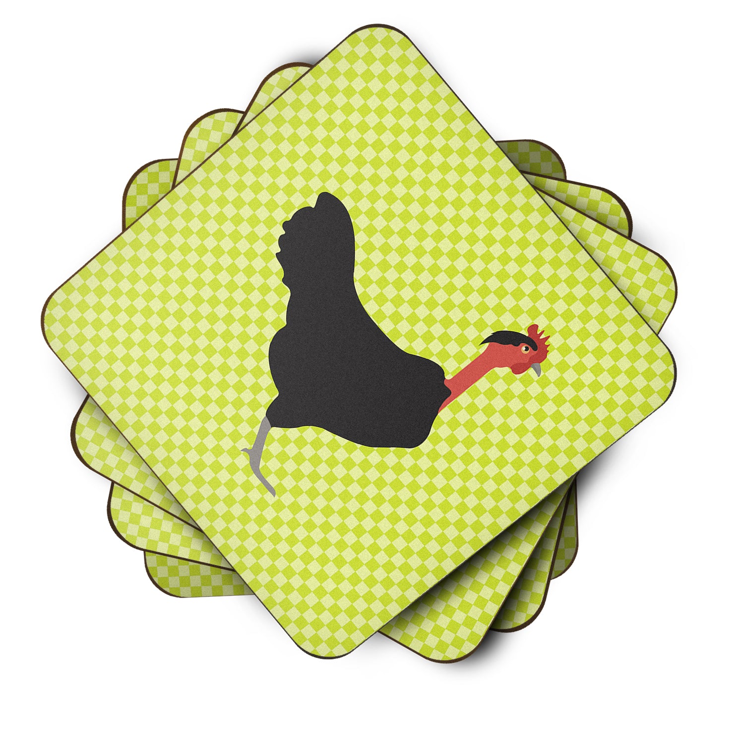 Naked Neck Chicken Green Foam Coaster Set of 4 BB7665FC - the-store.com