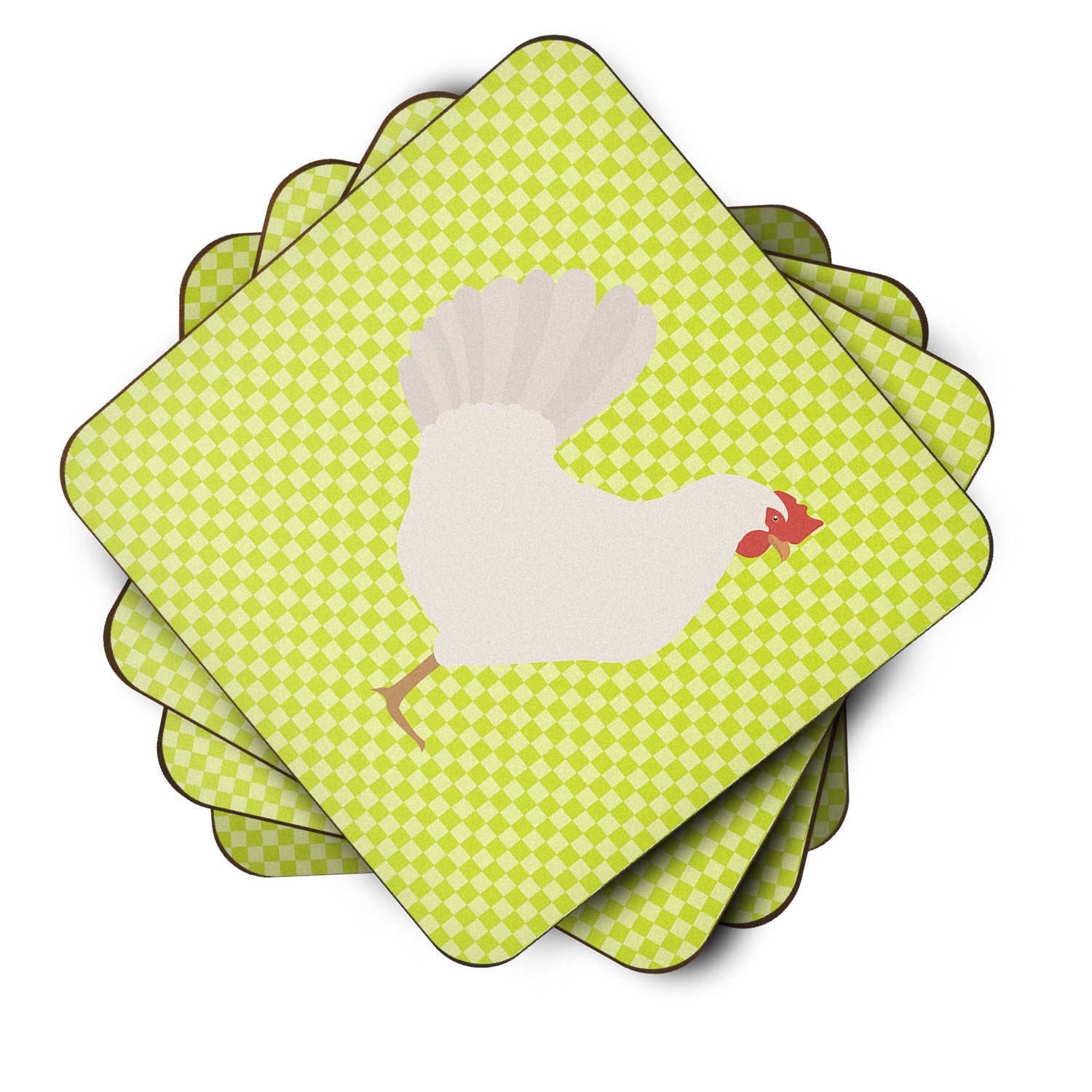 Leghorn Chicken Green Foam Coaster Set of 4 BB7666FC - the-store.com
