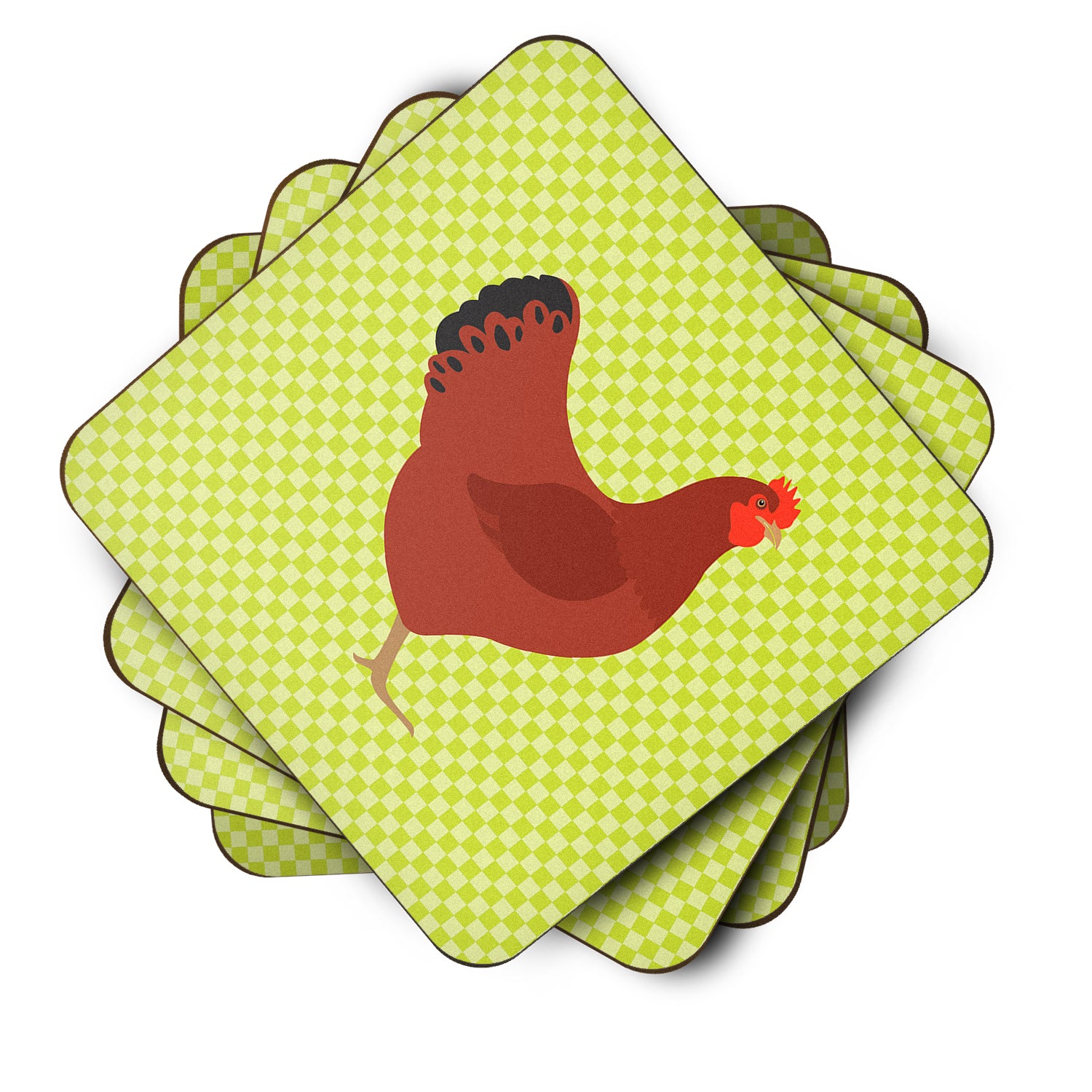 New Hampshire Red Chicken Green Foam Coaster Set of 4 BB7669FC - the-store.com