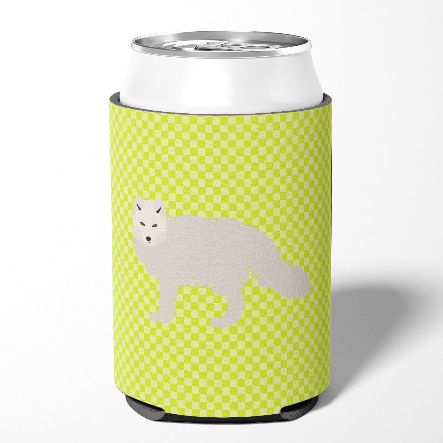 White Arctic Fox Green Can or Bottle Hugger BB7703CC
