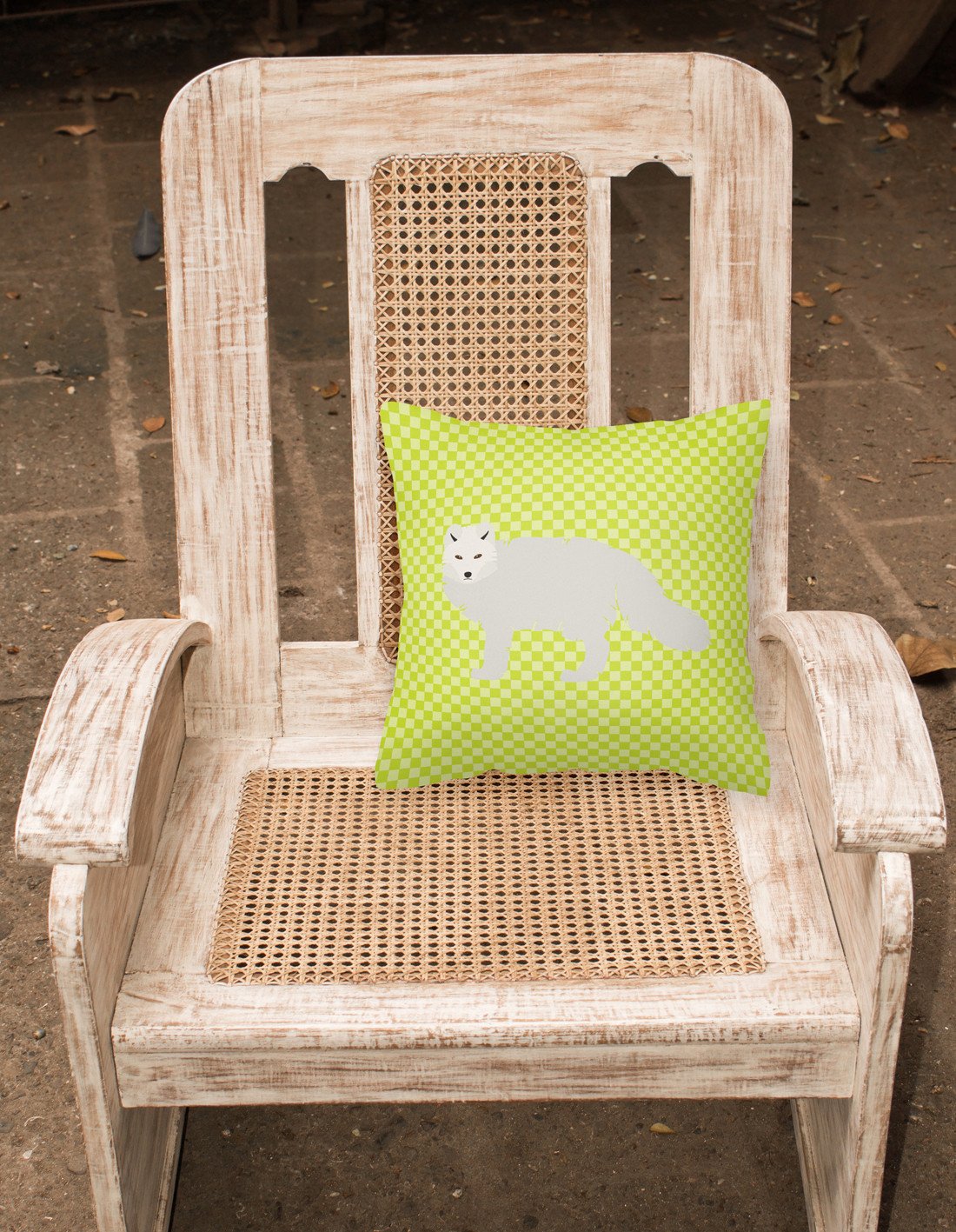 White Arctic Fox Green Fabric Decorative Pillow BB7703PW1818 by Caroline's Treasures