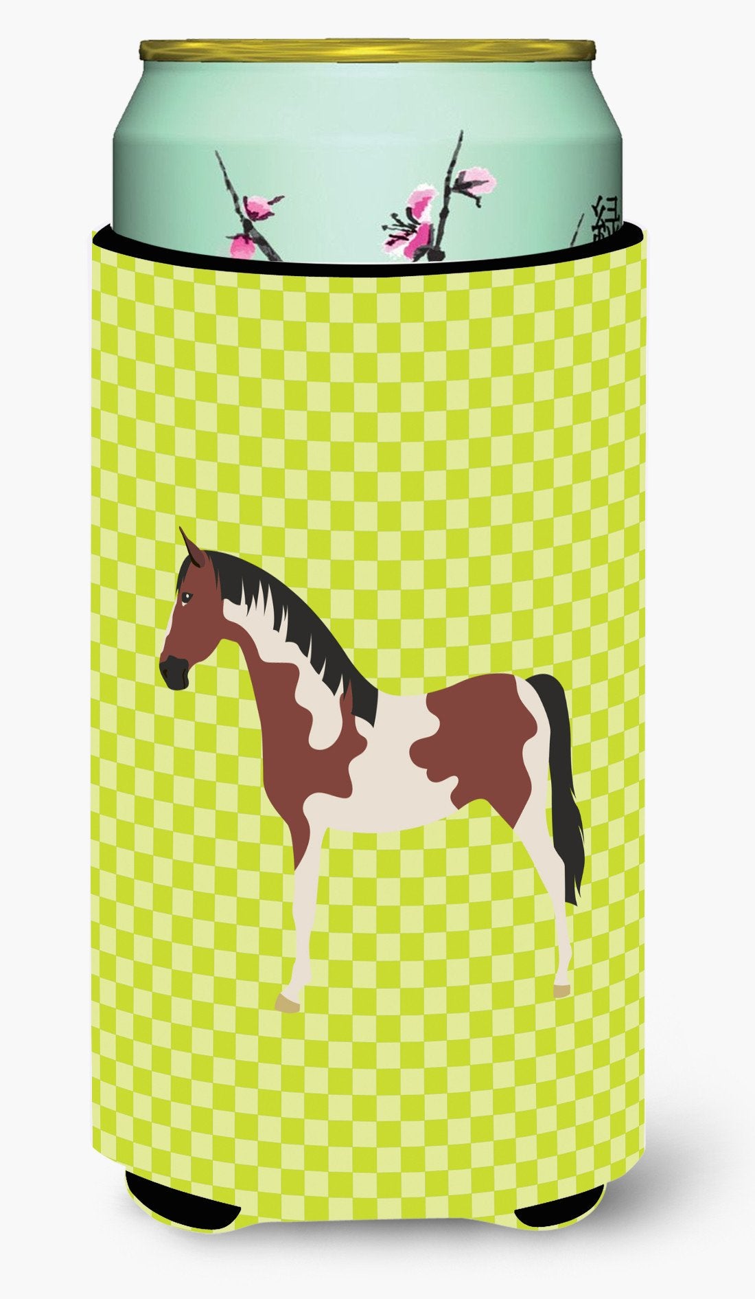 Pinto Horse Green Tall Boy Beverage Insulator Hugger BB7733TBC by Caroline's Treasures