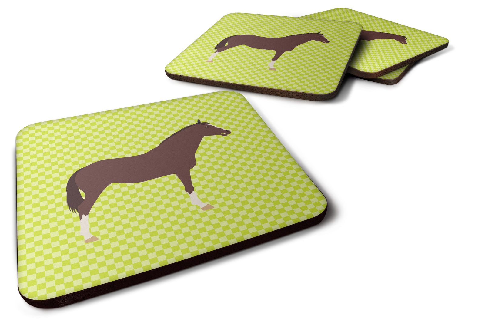 English Thoroughbred Horse Green Foam Coaster Set of 4 BB7739FC - the-store.com