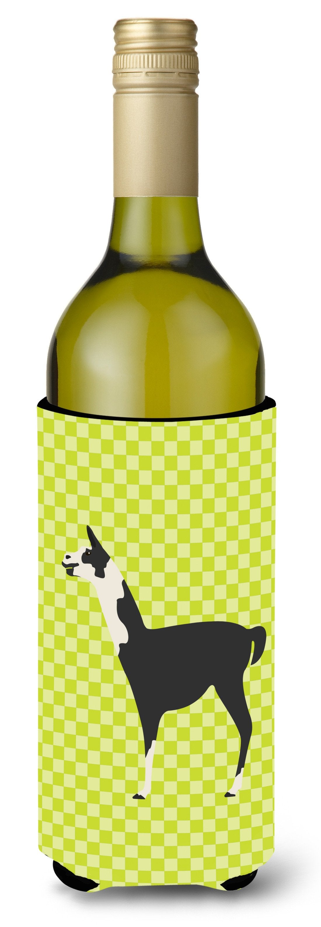 Llama Q' Ara Green Wine Bottle Beverge Insulator Hugger BB7744LITERK by Caroline's Treasures
