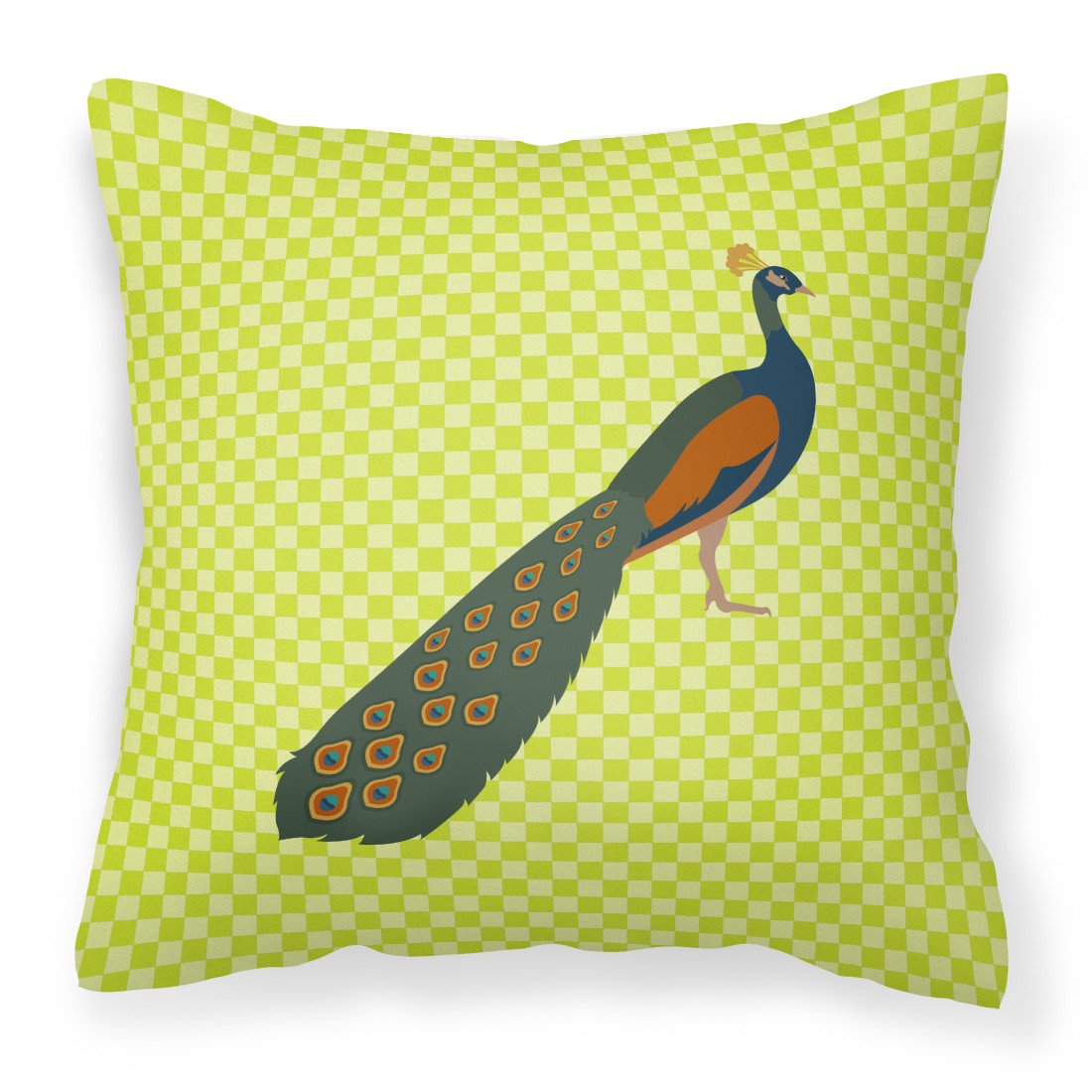 Indian Peacock Peafowl Green Fabric Decorative Pillow BB7751PW1818 by Caroline's Treasures